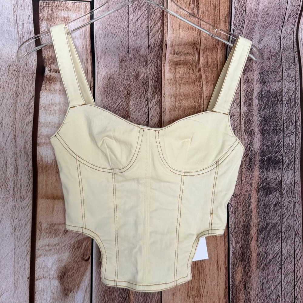 Staple & Hue Sadie Corset Top Cream Structured Bustier Crop Coquette Size XS NWT